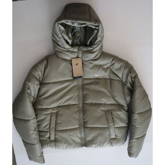 Nike FZ5899-321 Women's Sz M Lt Green Therma-FIT Loose Hooded Puffer Jacket - Picture 6 of 11